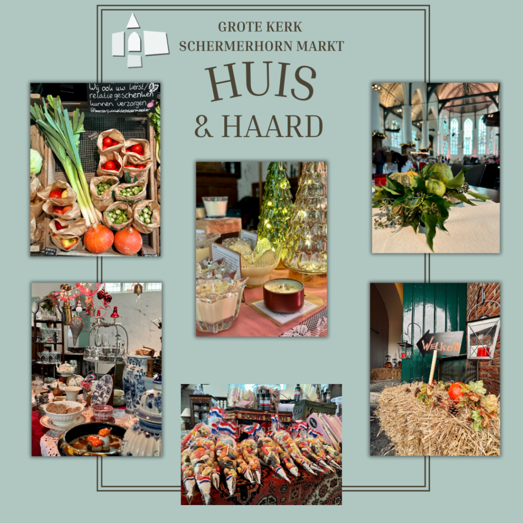 Kom op zondag 9 november tussen 10:00 - 16:00 uur naar de sfeervolle Grote Kerk in Schermerhorn voor onze jaarlijkse Huis & Haard Markt! Met meer dan 25 marktkramen vol prachtige en unieke producten, vindt u hier alles wat uw huis en leven vrolijker maakt. Denk aan brocante, keramiek, woonaccessoires, sieraden, kleding en heerlijke streekproducten!